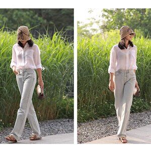 COLIN WANG Snowflake-Washed Vintage Straight-Leg Jeans – Size L